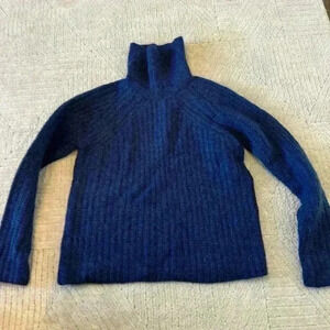 Pacas Womens Cozy Baby Alpaca Blend Pullover Turtleneneck Sweater Blue Medium